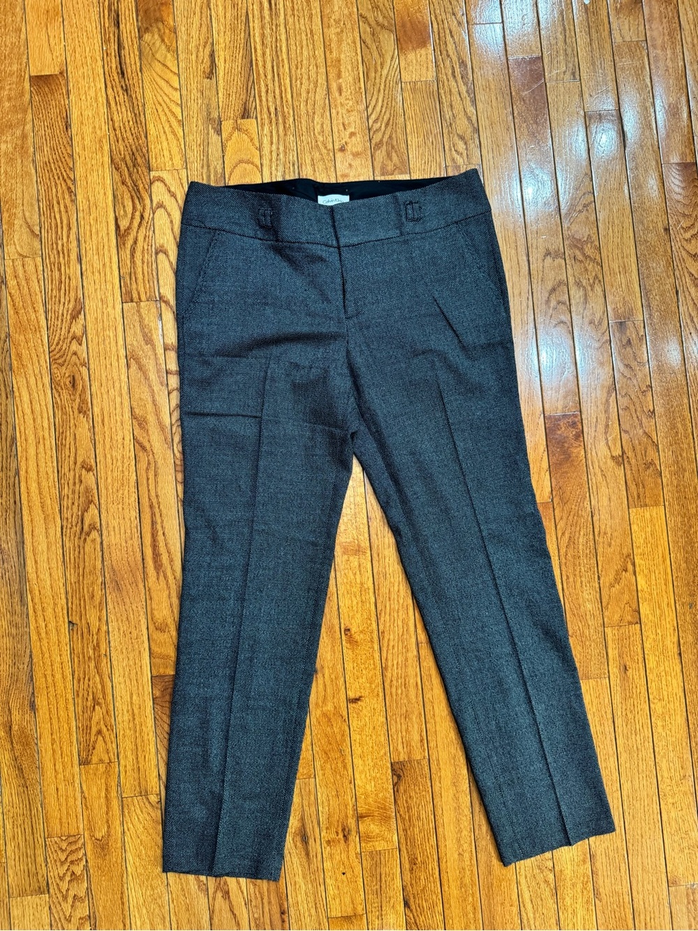 Calvin Klein Women’s Charcoal Gray Textured Stretch Dress Pants Straight - 14